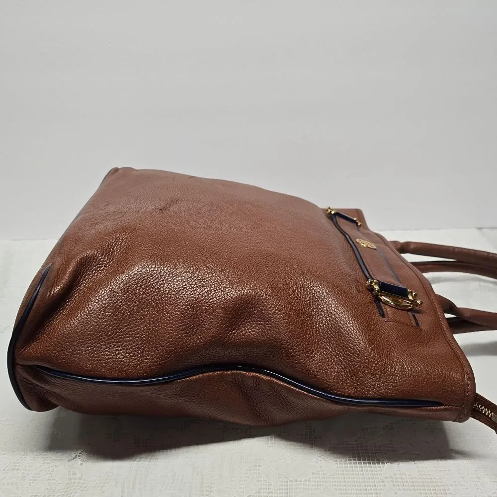 Tory Burch Horsebit Jaden Tote In Genuine Cognac Brown Leather Business Casual